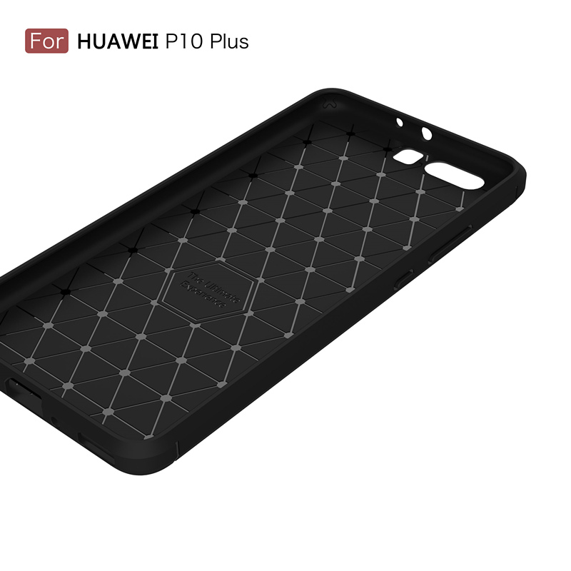 เคส Huawei P10 Plus #เคสTPU +Carbon Fibre Brushed สีดำ - พร้อมส่ง