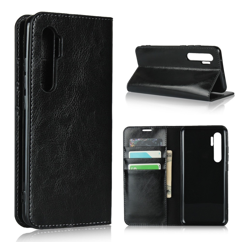 Case Xiaomi Mi Note 10 Lite #เคสฝาพับแบบกระเป๋าสตางค์คุณภาพดี Crazy Horse Genuine Leather Cover