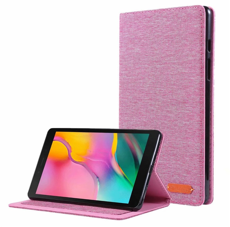 Case Samsung Galaxy Tab A 8.0 (2019) SM-T290 T295 T297 #เคสฝาพับหนัง PU ผิวผ้าพับตั้งได้ Cloth Leather Wallet