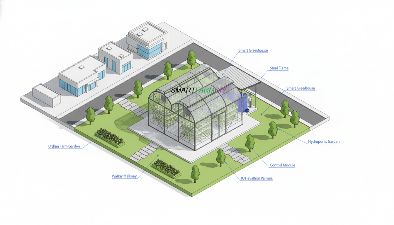 รับออกแบบผังฟาร์มโรงเรือนปลูกพืช แบบ City Future Farming (AI Generative Farming#14)