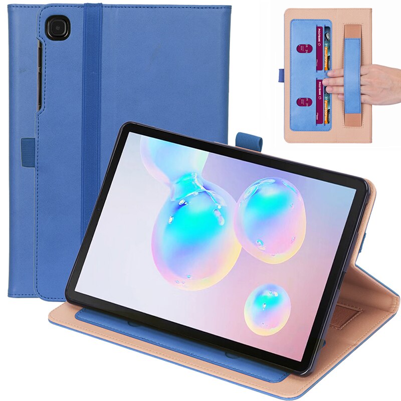 เคส Samsung Galaxy Tab S6 Lite 10.4 SM-P610 P615 P617 #เคสฝาพับหนัง PU มีที่สวมนิ้ว Card Holder Stand PU Leather Smart Case