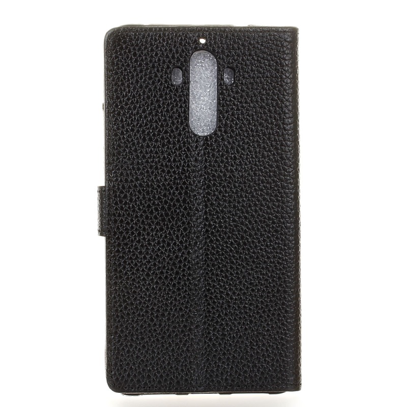 Case Huawei Mate 9 #เคสฝาพับหนังวัวแท้ ผิวลิ้นจี่