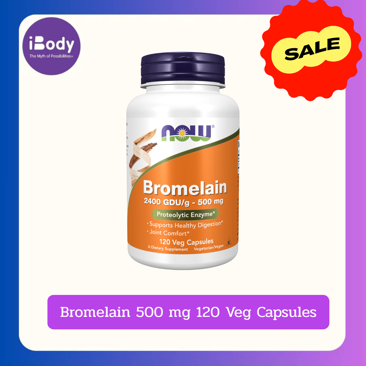 Now Foods - Bromelain 500 mg 120 Veg Capsules โบรมีเลน สารสกัดจากแกนสับปะรด