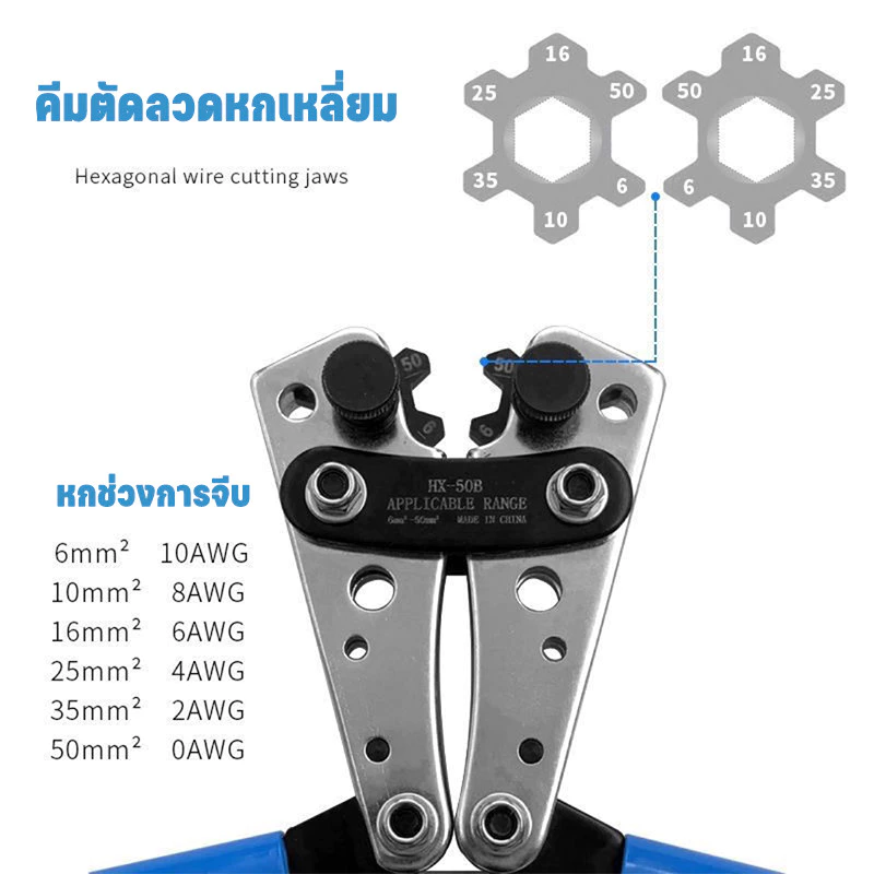 คีมย้ำหางปลาแบบเปลือย รุ่น HX-50B
