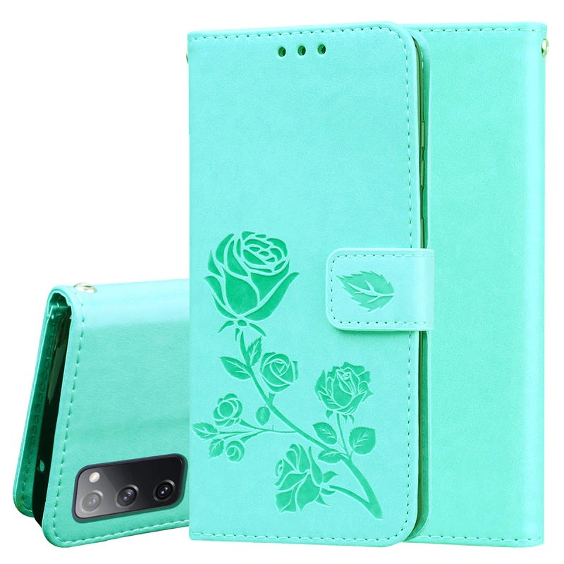 เคส Samsung Galaxy S20 FE / S20 FE 5G #เคสฝาพับหนัง PU ลายดอกกุหลาบแบบกระเป๋าสตางค์ Imprinted Rose Leather