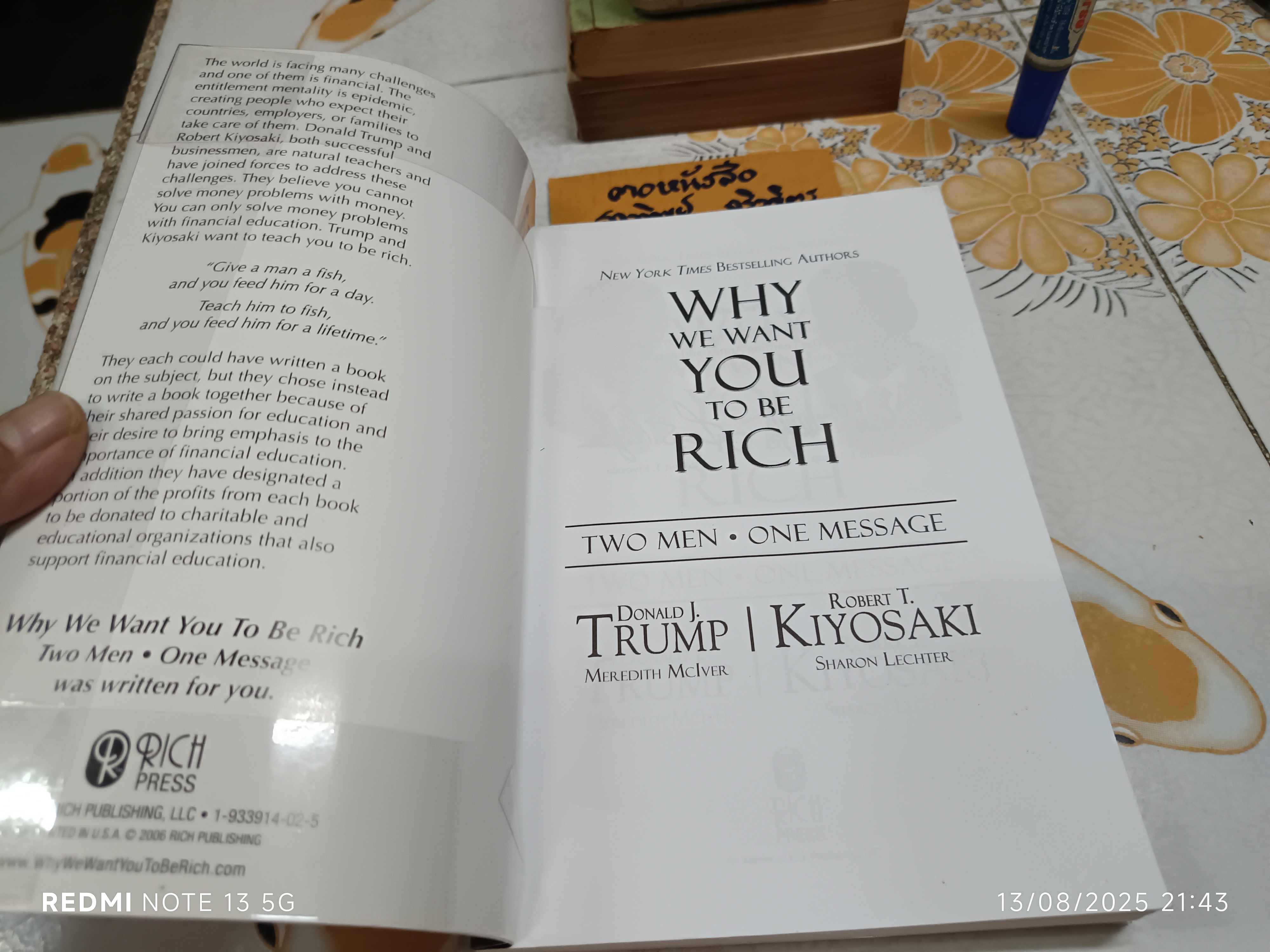Why We Want You To Be Rich : Two Men One Message Donald J. Trump และ Robert T. Kiyosaki