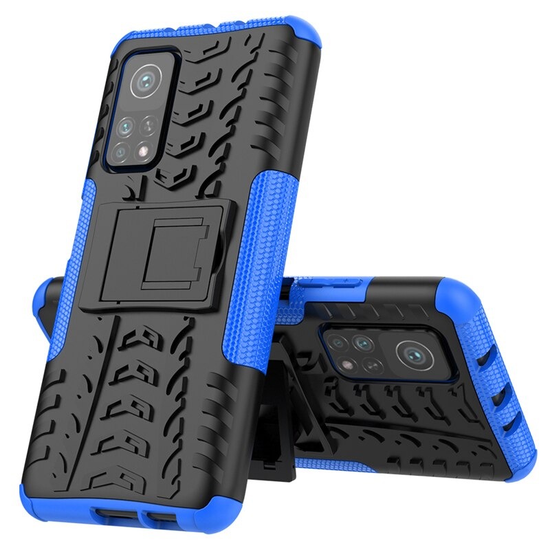 Case Xiaomi Mi 10T Pro #เคสฝาหลังกันลื่น Cool Tyre Pattern Kickstand (PC + TPU)