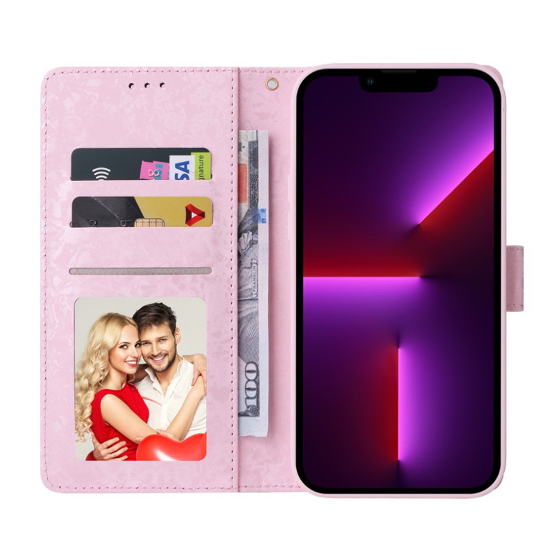 เคส iphone 15 pro max #เคสฝาพับหนัง PU ลายดอกไม้สวยๆ มีช่องใส่บัตร