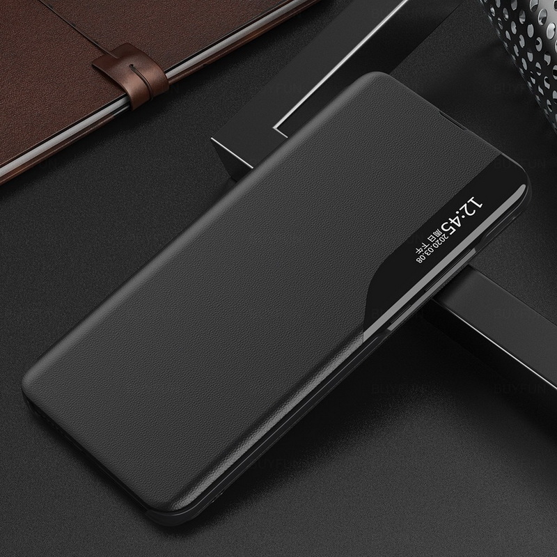เคส Huawei P30 Pro#เคสฝาพับเคลือบผิวหนัง PU มีช่องวิวด้านข้างพับวางตั้งได้ Smart Flip kickstand leather Cover
