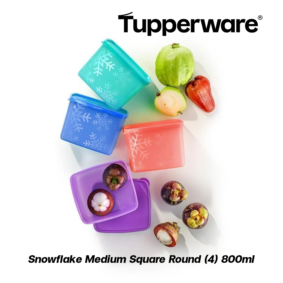 Tupperware Snowflake Medium Square Round (4) 800ml กล่องทัพเพอร์แวร์รุ่นเหมันต์กลาง