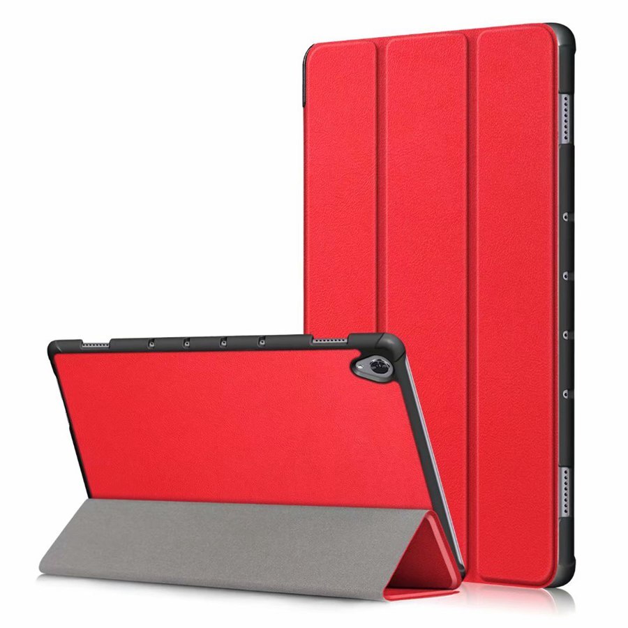 เคส Huawei MediaPad M6 10.8 inch (2019) #เคสฝาพับสามพับหนัง PU ผิวลิ้นจี่ Litchi Skin PU Leather Tri-fold Stand Tablet Cover สีแดง (พร้อมส่ง)