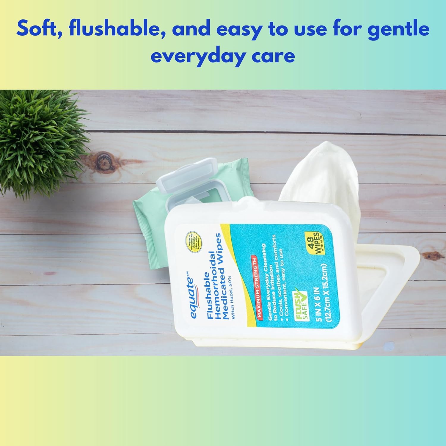 Equate® Flushable Hemorrhoidal Medicated Wipes 48 Count ผ้าเช็ดทำความสะอาดริดสีดวงทวาร