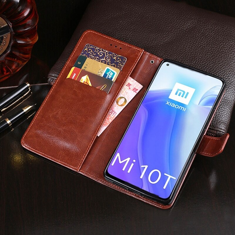 เคส Xiaomi Mi 10T #เคสฝาพับแบบกระเป๋าสตางค์หนัง PU ผิวหนังม้า Crazy Horse
