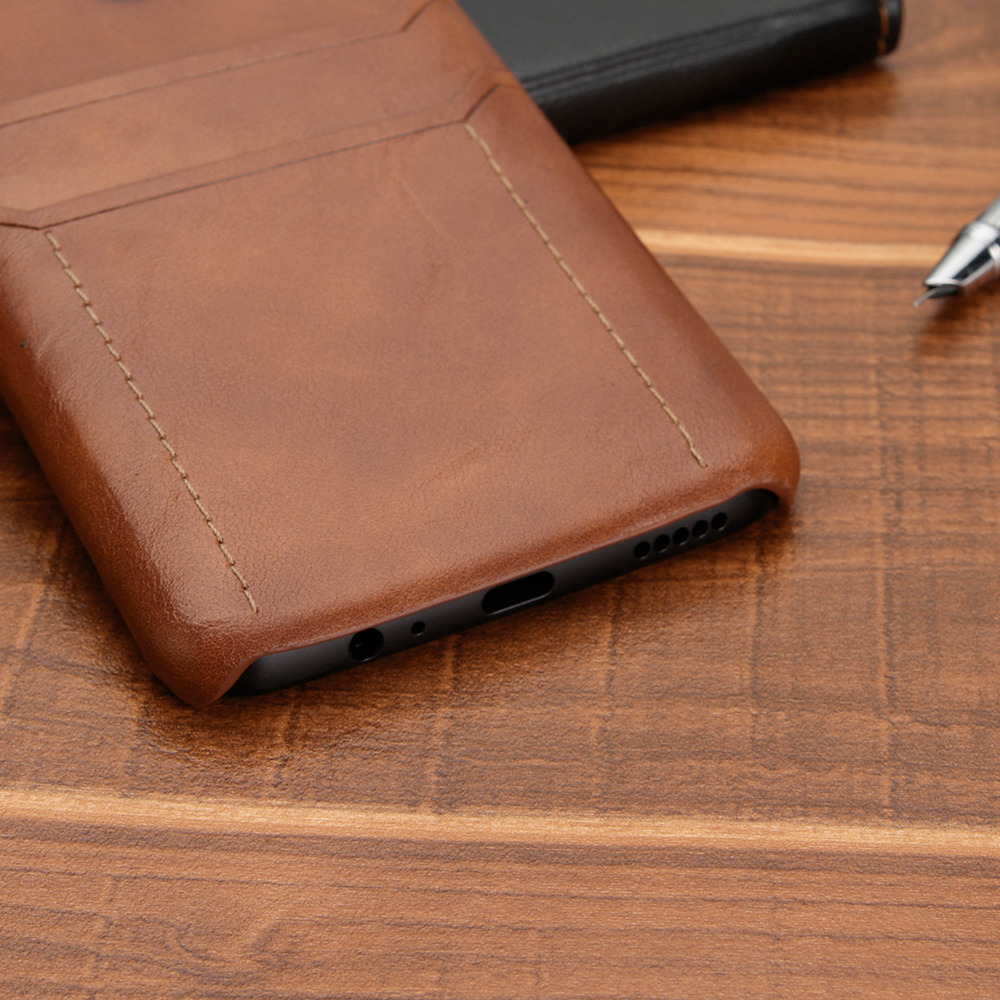 Case OnePlus 7 Pro #เคสฝาหลังพลาสติกเคลือบหนัง PU มีช่องเสียบบัตร Dual Card Slots PU Leather PC