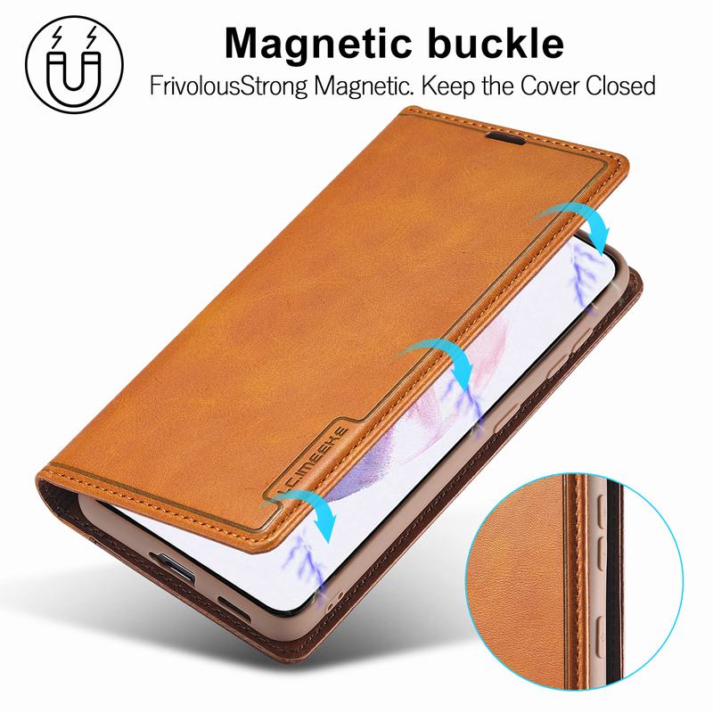 Case Samsung Galaxy S21+ #เคสฝาพับหนัง PU สไตล์กระเป๋าสตางค์พร้อมช่องใส่การ์ด Fashion Retro Card Slot Wallet Flip Cover PU Leather Phone Case