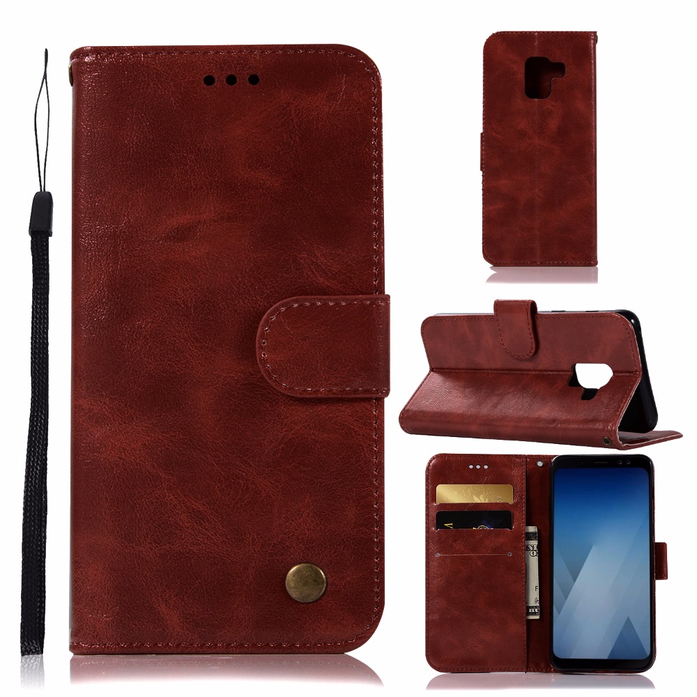เคส Samsung Galaxy A6 (2018) #เคสฝาพับเกรดพรีเมี่ยมแบบกระเป๋าสตางค์ หนัง PU Vintage