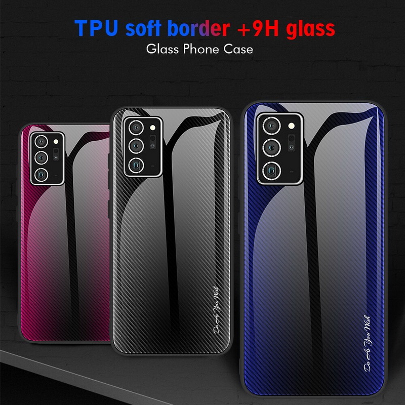 Case Samsung Galaxy Note 20 Ultra / Note 20 Ultra 5G #เคสฝาหลังด้านหลังผิวกระจกนิรภัยไล่ระดับสีขอบนิ่ม Gradient Tempered Glass Back + Soft TPU Edge