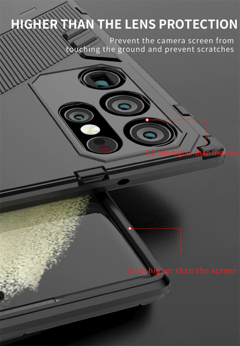 เคส Samsung Galaxy S23 Ultra 5G #เคสฝาหลังพลาสติก ไฮบริด TPU + Kickstand