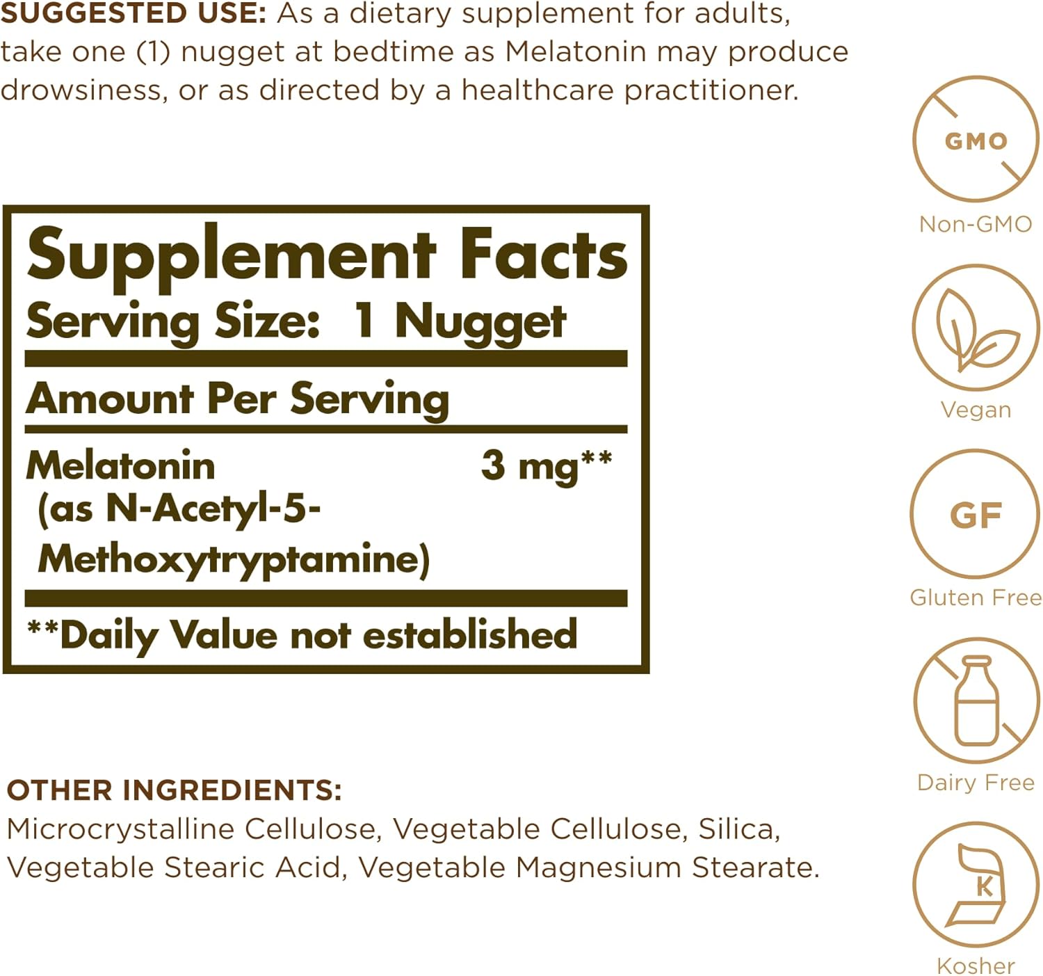 15% Sale!!! EXP.03/2026 Solgar® melatonin 3 mg 120 Nuggets เมลาโทนิน 3 มิลลิกรัม ช่วยการนอนหลับและผ่อนคลาย