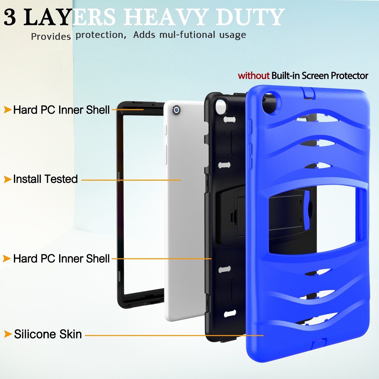 Case Samsung Galaxy Tab A 10.1 (2019) SM-T510 SM-T515 #เคสฝาหลังกันกระแทกพลาสติกแข็ง + ซิลิโคนพร้อมขาตั้ง
