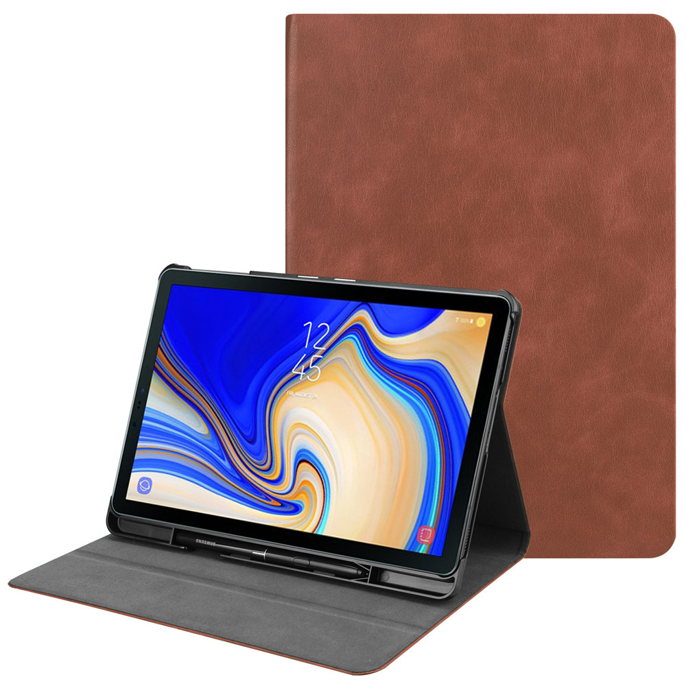 Case Samsung Galaxy Tab S4 10.5 T830 T835 T837 #เคสฝาพับหนัง PU พร้อมช่องใส่ปากกา Textured Smart Leather Stand Case with Pen Slot
