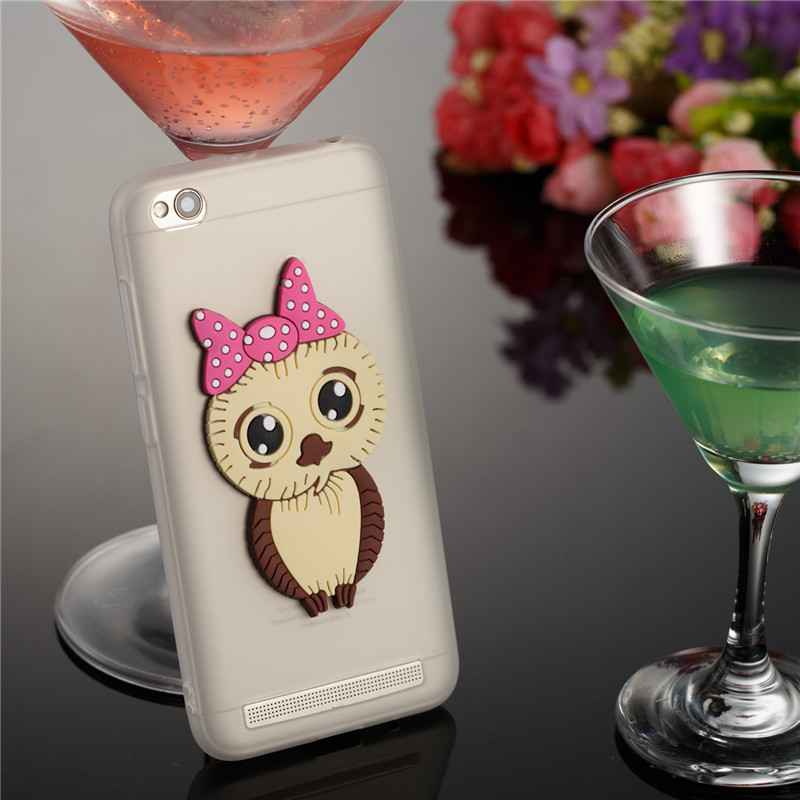 Case Xiaomi Redmi 5A #เคสฝาหลังนิ่มลายนกฮูกติดโบ 3D น่ารัก Lovely 3D Owl with Bowknot Pattern