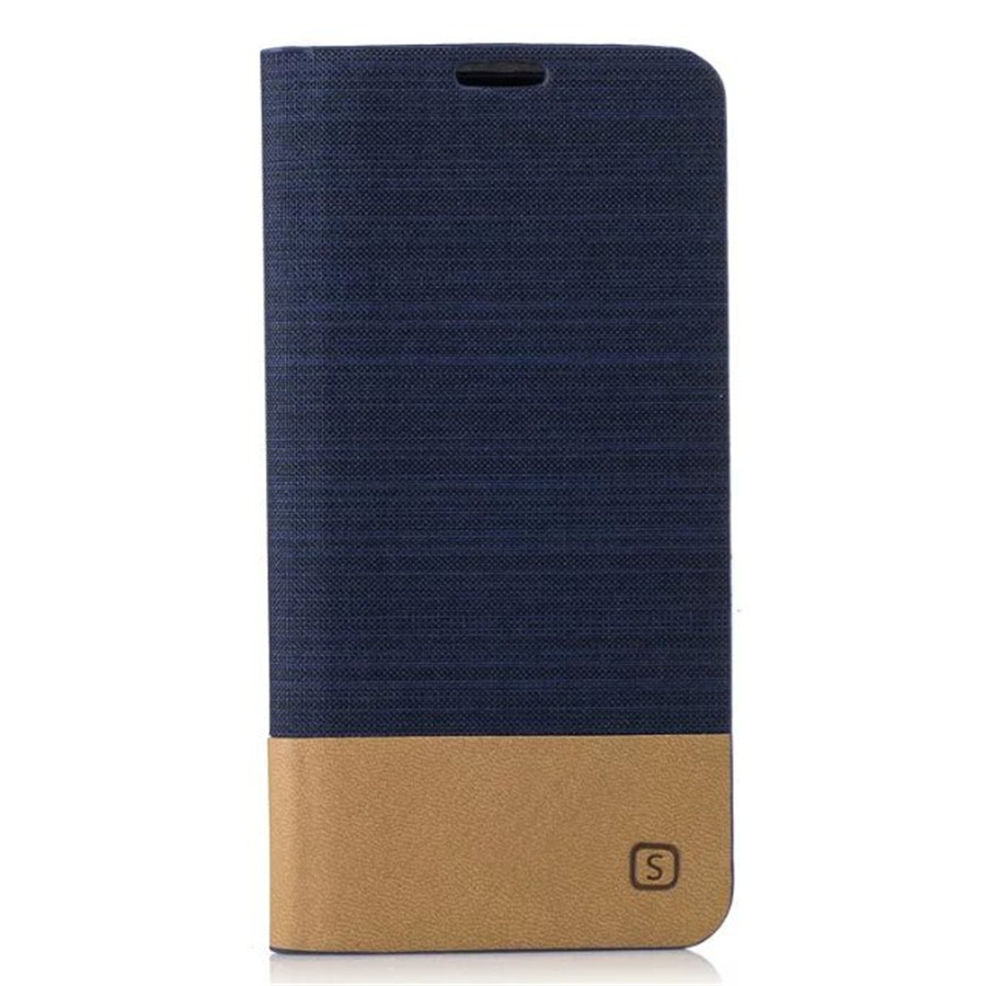 เคส Xiaomi Redmi 5A #เคสฝาพับหนัง PU ลายผิวผ้าใบออกแบบสีทูโทน