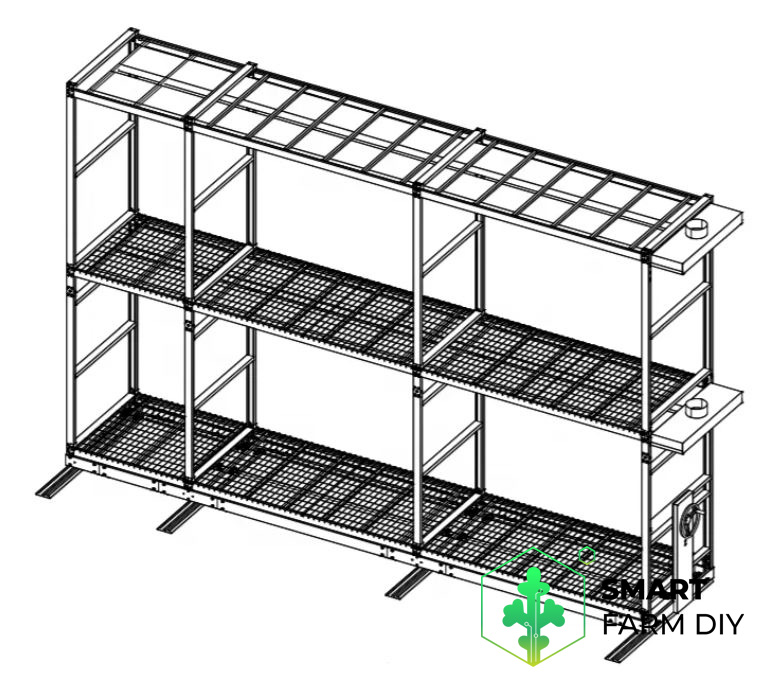 โต๊ะปลูก แบบ 3 ชั้น EBB and Flow มีรางระบายน้ำ