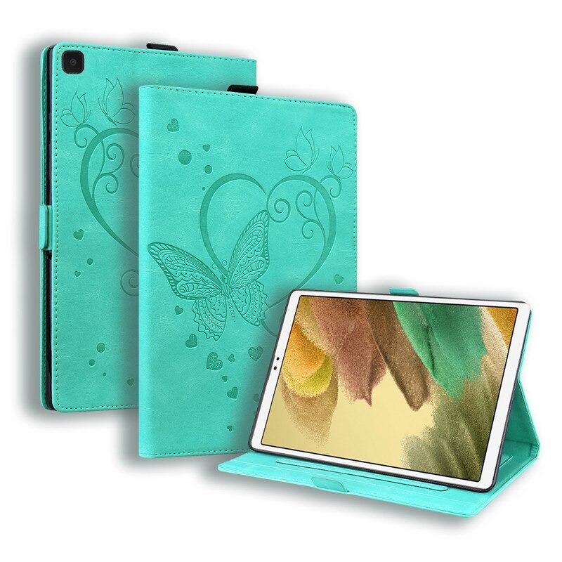 เคส Samsung Galaxy Tab A7 Lite 8.7" (T220,T225) #เคสฝาพับหนัง PU ลายผีเสื้อมีช่องใส่บัตร Embossed Love Butterflies Flip Leather Case