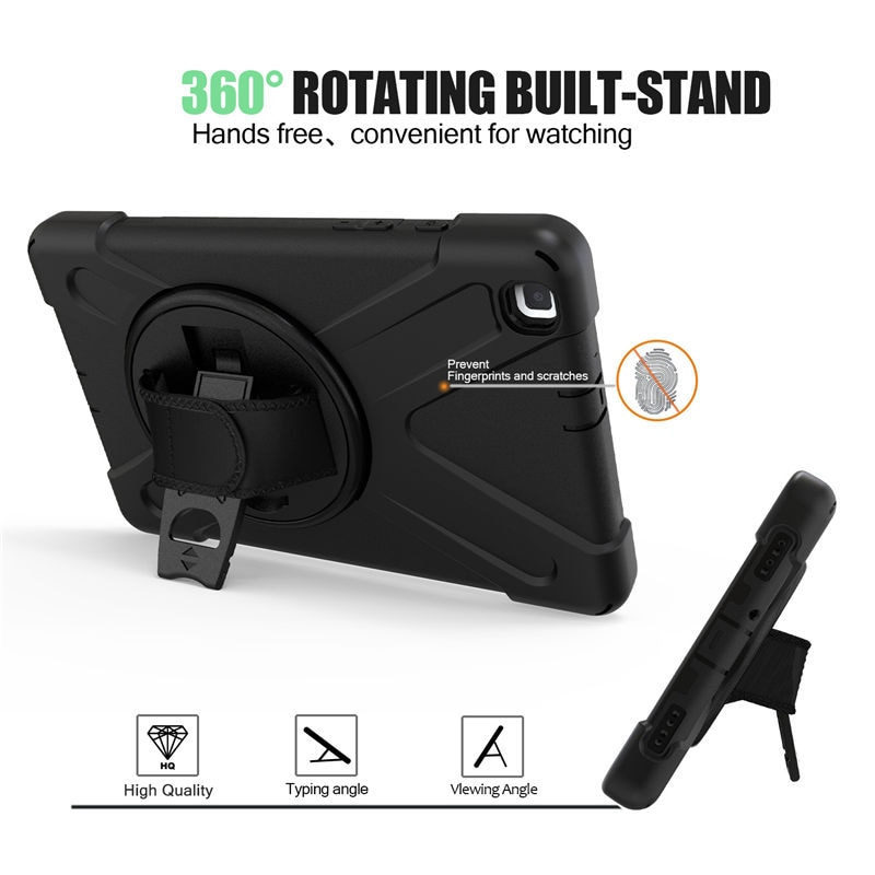 เคส Samsung Galaxy Tab A 8.0 (2019) SM-T290 SM-T295 SM-T297 #เคสฝาหลังกันกระแทก X-Shape 360 Degree Rotary Kickstand PC + Silicone มีสายคล้องมือ มีสายคล้องคอ