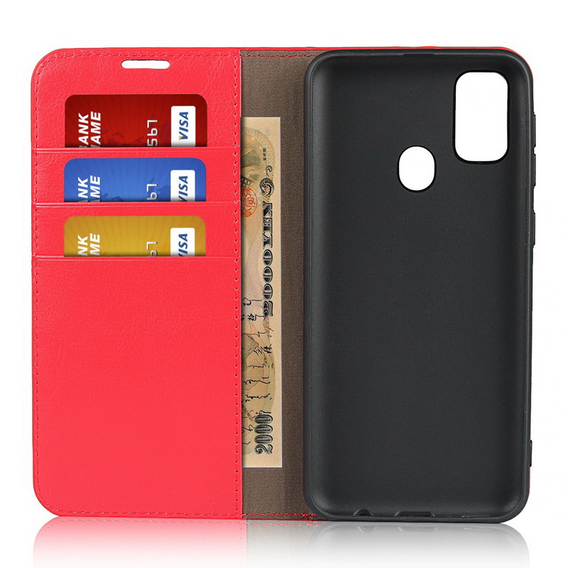Case Samsung Galaxy M21 #เคสฝาพับหนังแท้แบบกระเป๋าสตางค์คุณภาพดี Crazy Horse Genuine Leather Cover