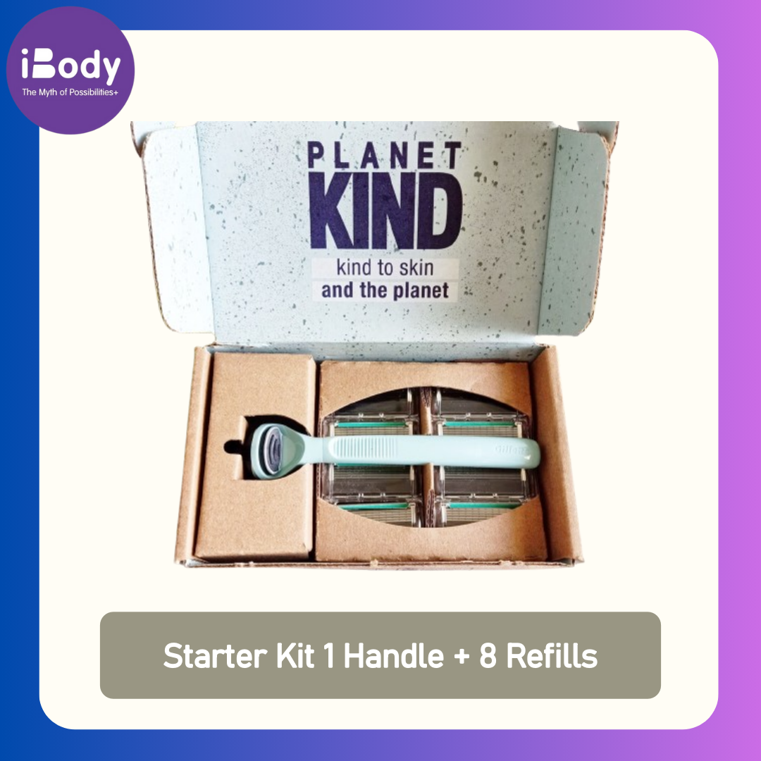 (Gillette) Planet KIND Starter Kit 1 Handle + 8 Refills ชุดมีดโกน ยิลเลตต์