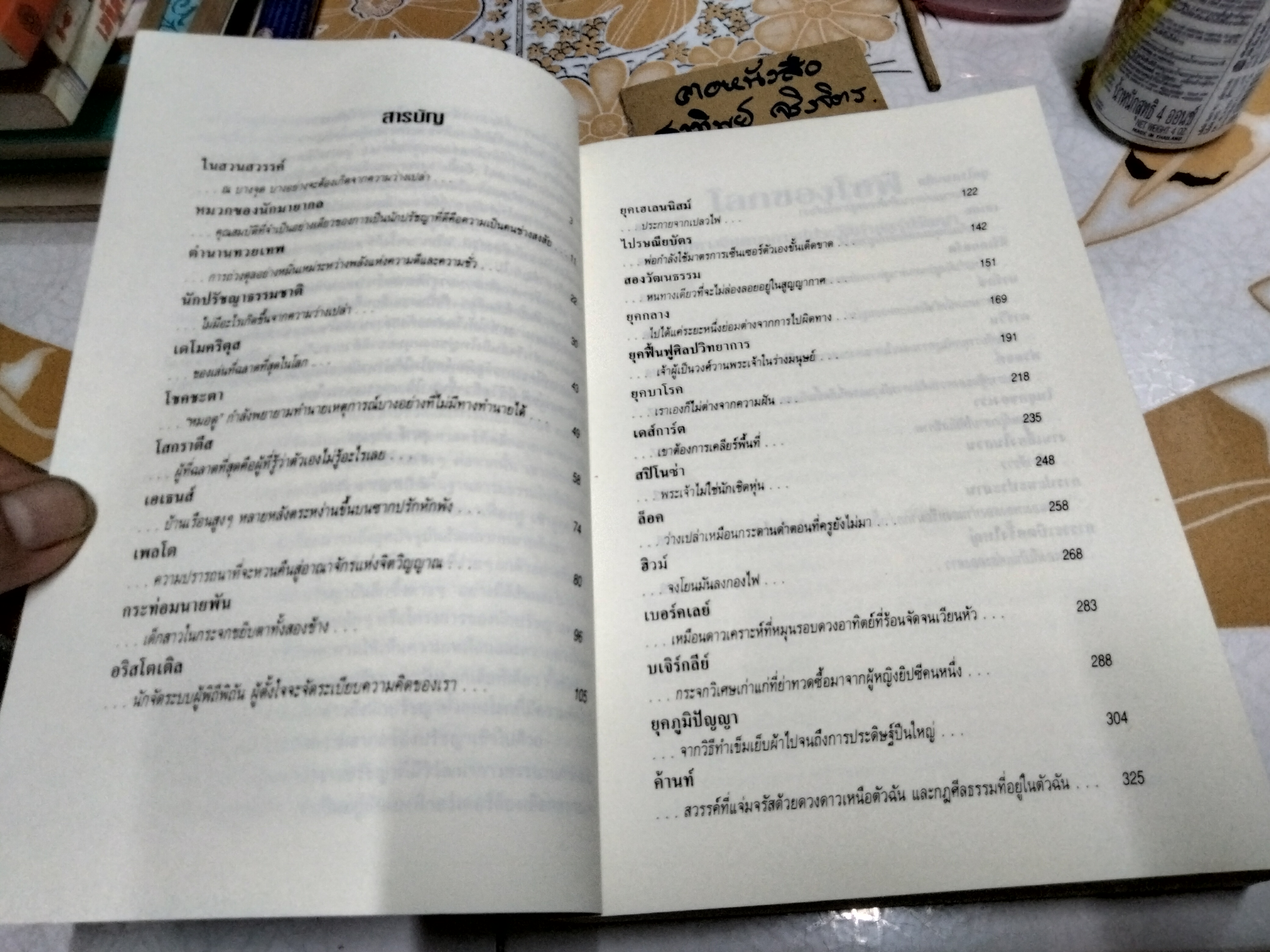โลกของโซฟี : เส้นทางจินตนาการสู่ประวัติศาสตร์ปรัชญา ผู้เขียน Jostein Gaarder (โยสไตล์ กอร์เดอร์) ผู้แปล สายพิณ ศุพุทธมงคล พิมพ์ครั้งที่ 4/2542