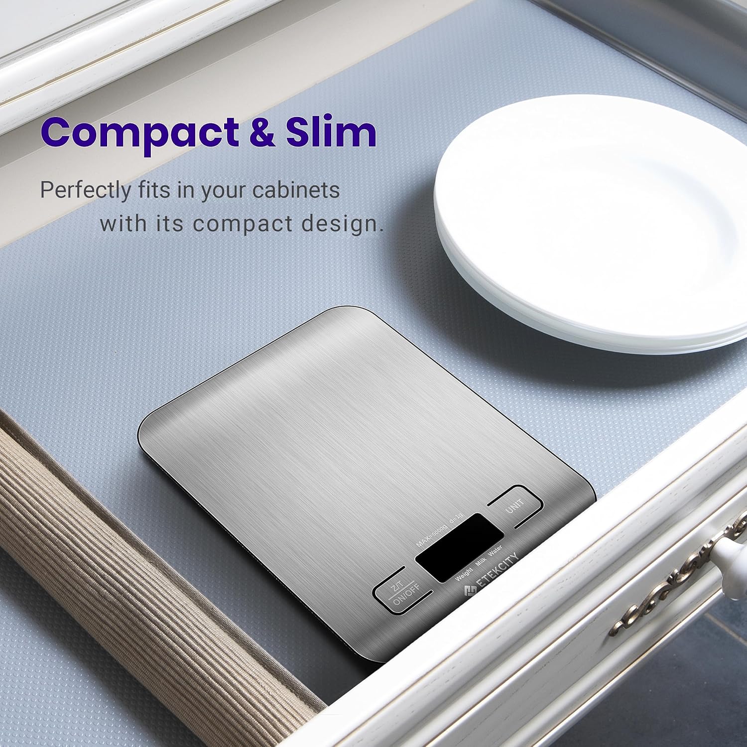 (Etekcity) Digital Kitchen Scale EK7090, Silver Stainless Steel เครื่องชั่งดิจิตอล ชั่งน้ำหนักอาหาร สำหรับทำอาหาร