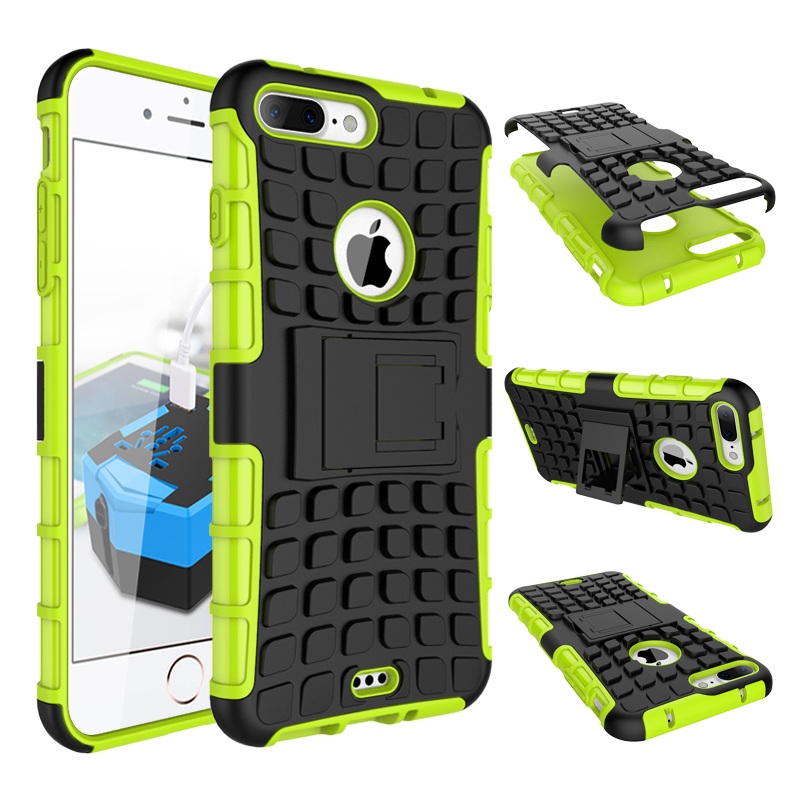 Caseiphone 7 plus / 8 plus #เคสฝาหลังป้องกันกระแทก + TPU พร้อมขาตั้ง Anti-slip PC + TPU