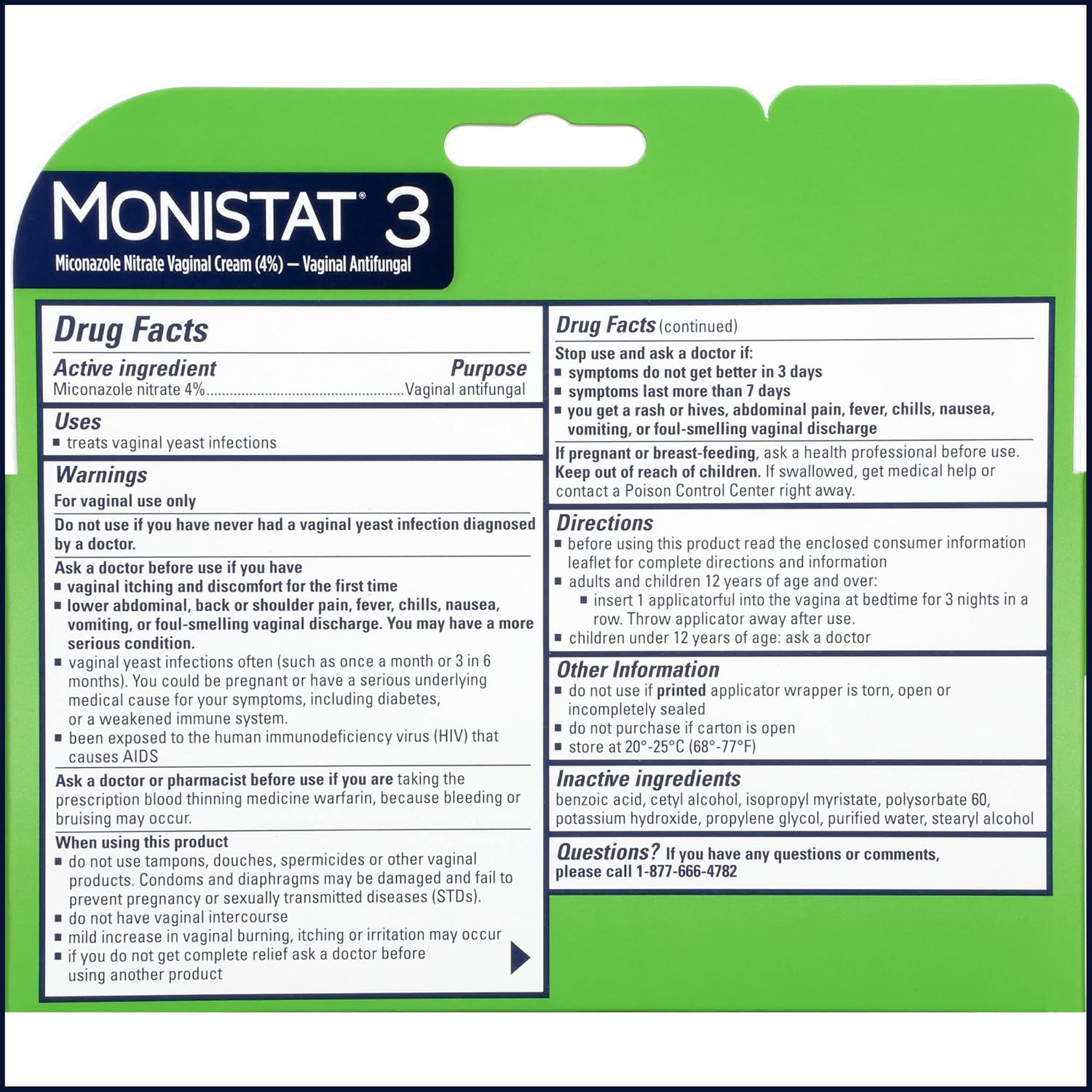 (Pre Order) Monistat® 3-Day Treatment Pre-Filled Cream Applicators Yeast Infection 3 Prefilled 5g (each) ครีมลดเชื้อราในช่องคลอด