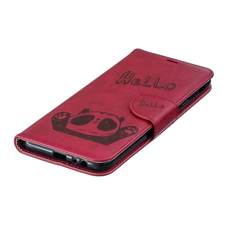 Case Samsung Galaxy J4+ #เคสฝาพับหนัง PU พิมพ์ลาย Hello Panda Leather Wallet