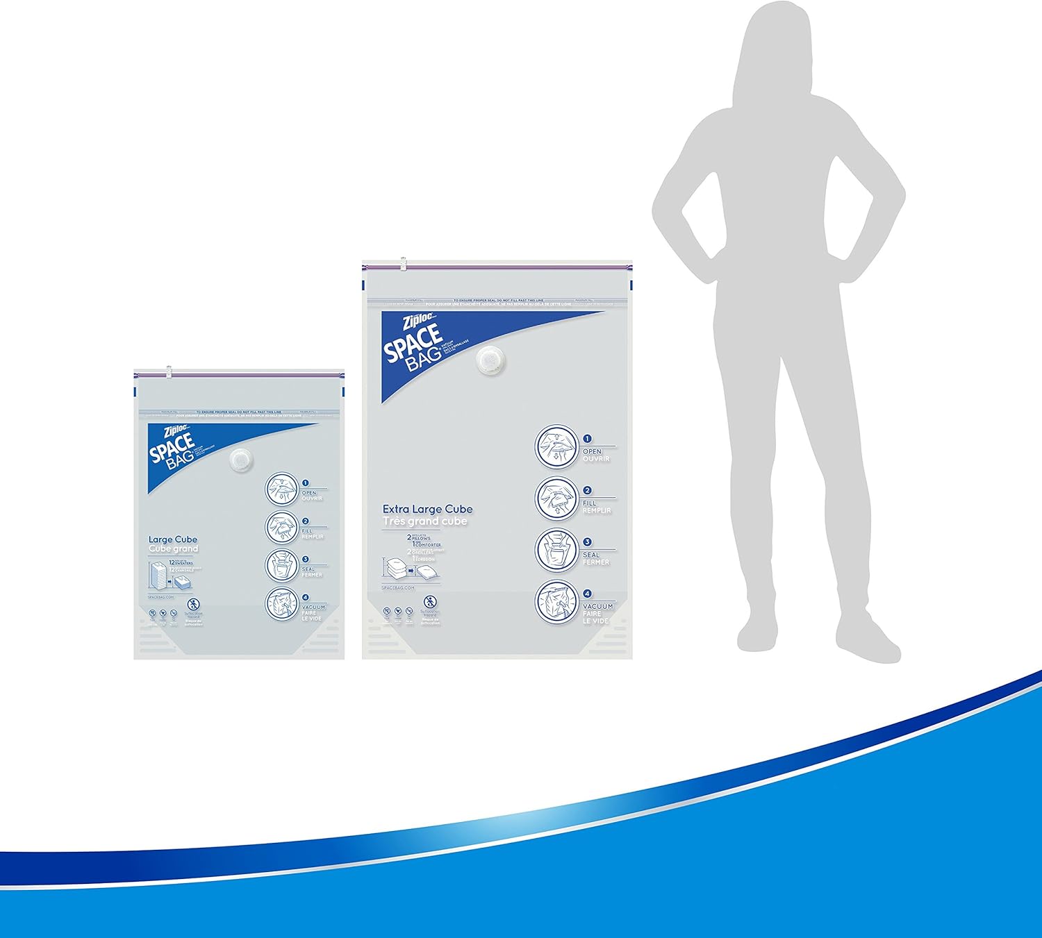 Ziploc® Space Bag Clothes Vacuum Sealer Storage Bags for Home and Closet Organization 2 Cube Variety ถุงเก็บเสื้อผ้า ผ้าห่ม