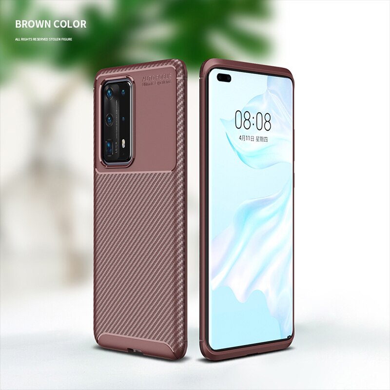 เคส Huawei P40 #เคสฝาหลังนิ่ม Carbon Fiber Drop Resistant TPU