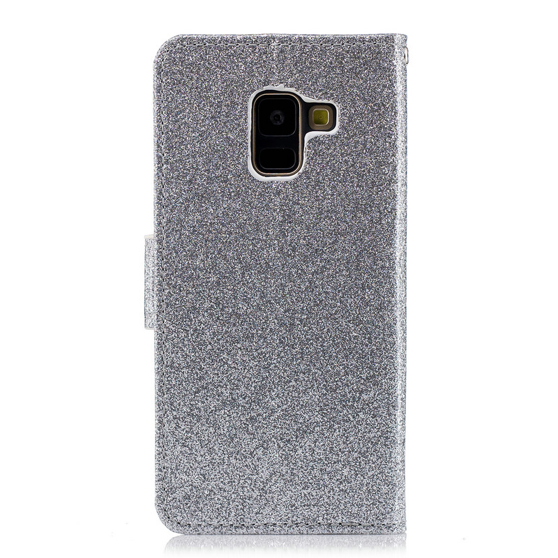 เคส Samsung Galaxy A8 + (2018) #เคสฝาพับ Flash Powder Leather Wallet Case
