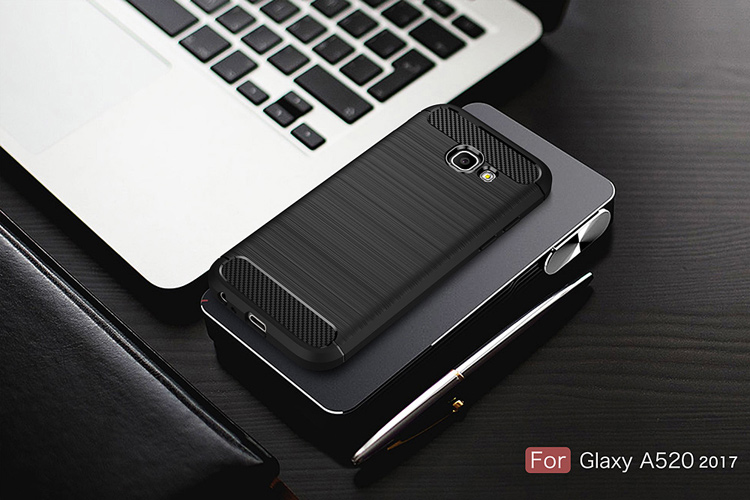 เคส Samsung Galaxy A5 2017 เคสฝาหลังนิ่มที่ตกแต่งด้วยคาร์บอนไฟเบอร์