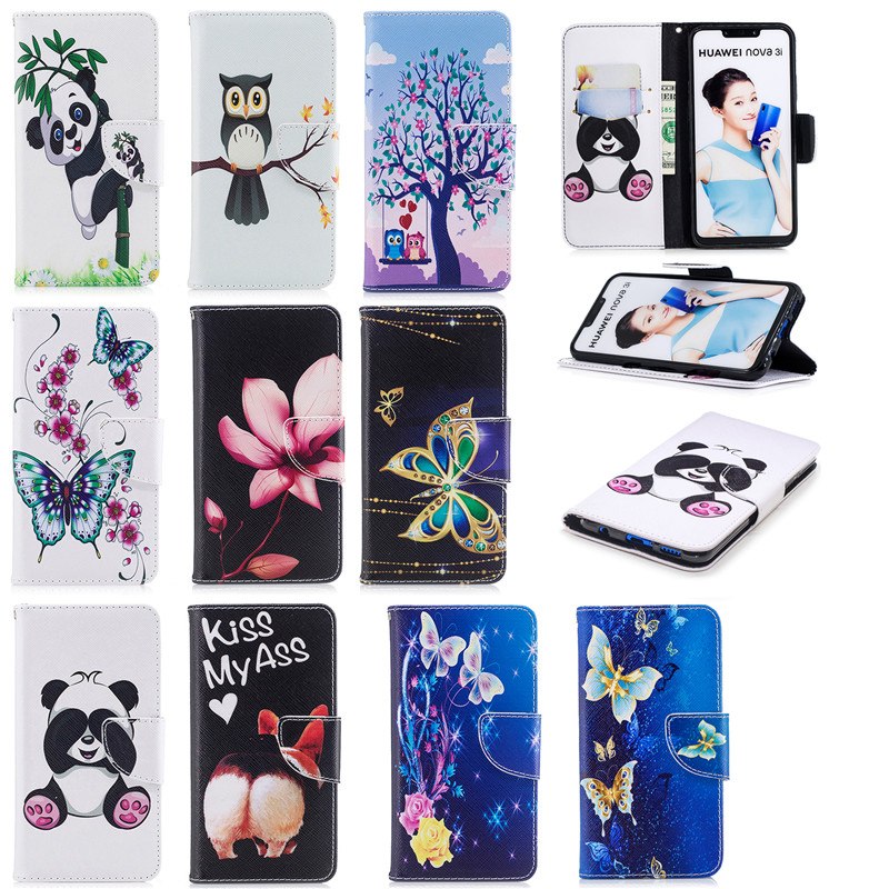 เคส Huawei nova 3i #เคสฝาพับสไตล์กระเป๋าสตางค์พิมพ์ลายสวยๆ Pattern Printing Magnetic Leather