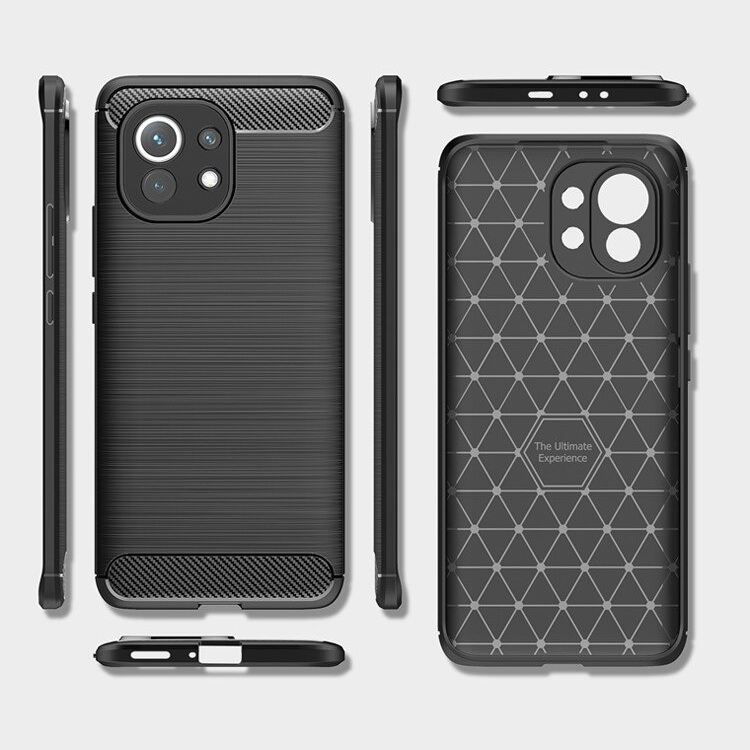 เคส Xiaomi Mi 11 #เคสฝาหลังตกแต่งคาร์บอนไฟเบอร์ ผิวขัดแปรง Brushered TPU Back Case