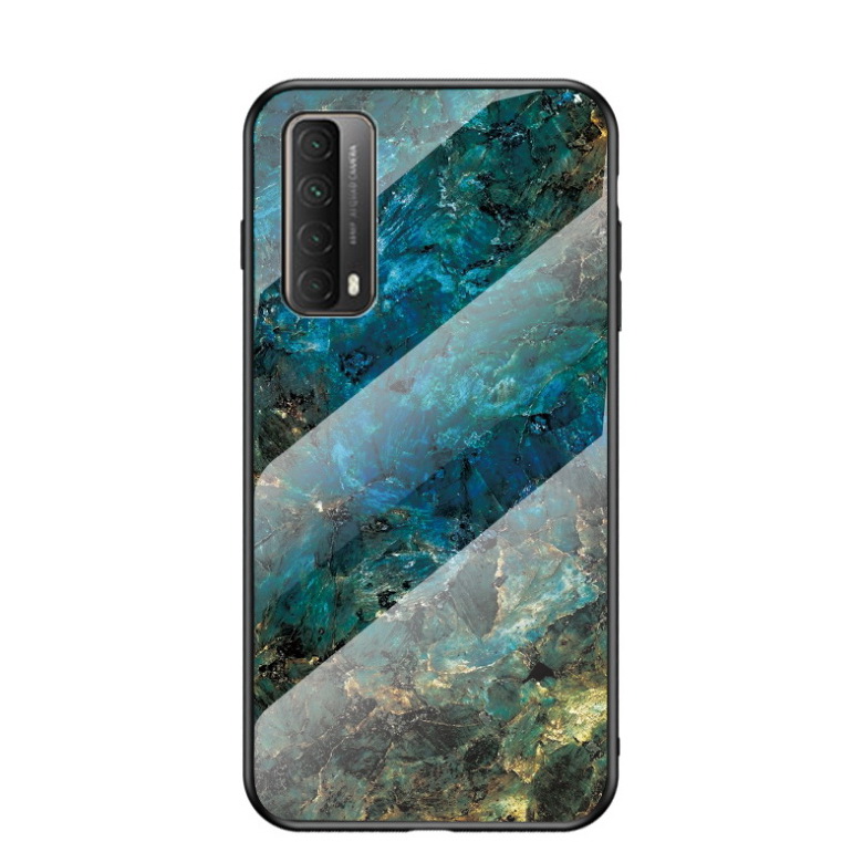 เคส Huawei Y7a #เคสฝาหลัง Gradient Color ลายหินอ่อน Glass + PC + TPU Hybrid Case