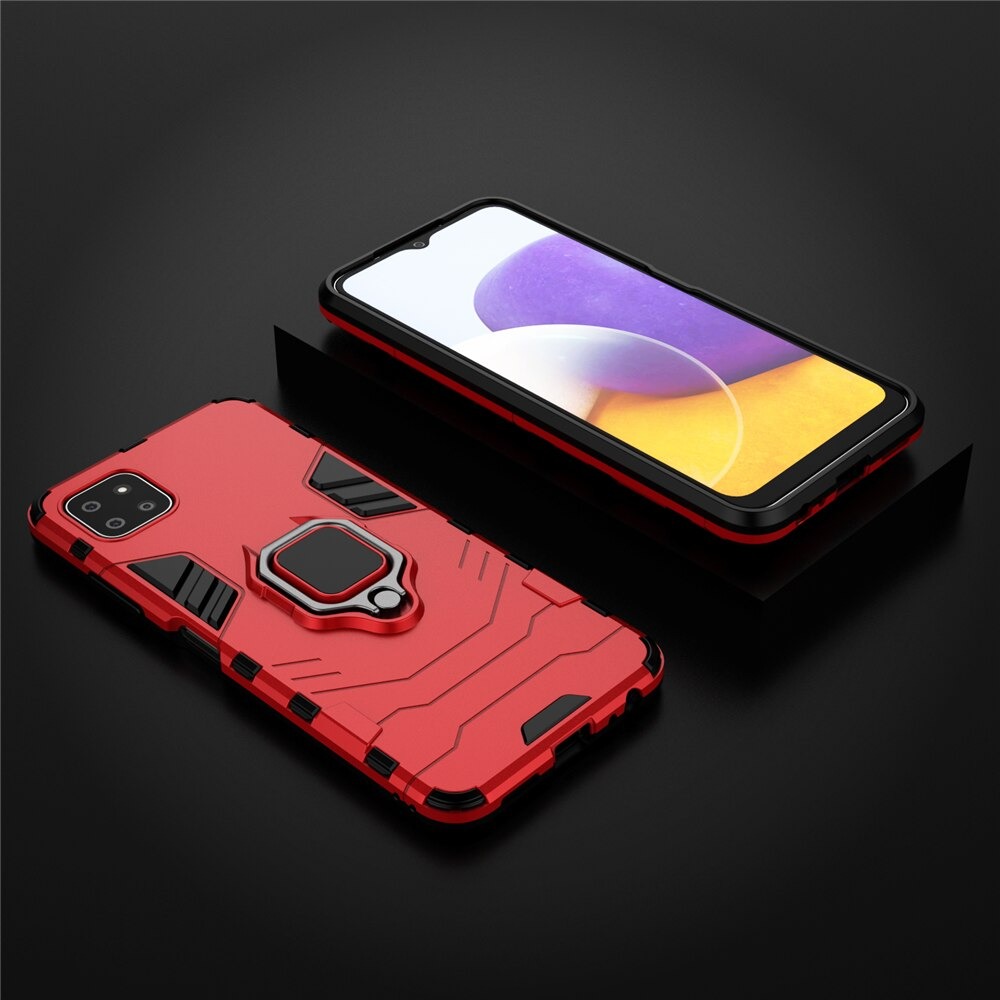 Case Samsung Galaxy A22 5G #เคสฝาหลังพลาสติกแข็ง +TPU Hybrid Case มีแหวนสวมนิ้วโลหะ