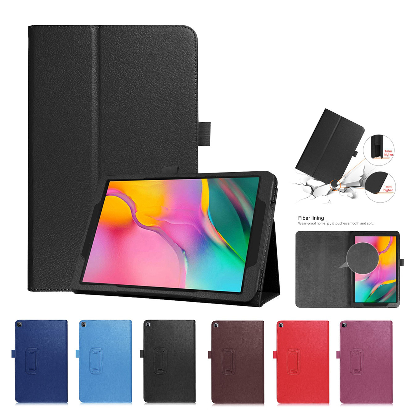 Case Samsung Galaxy Tab A 10.1 (2019) SM-T515 SM-510 #เคสฝาพับหนัง PU ผิวลิ้นจี่ Litchi Texture Leather Stand Protective Case
