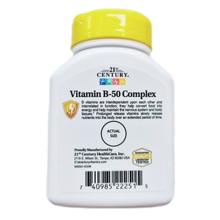 21st Century® B-50, B-100 Complex, Prolonged Release 60 Tablets วิตามินบีรวม
