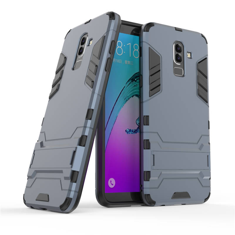 เคส Samsung Galaxy J8 (2018) #เคสฝาหลังพลาสติก ไฮบริด TPU + Kickstand