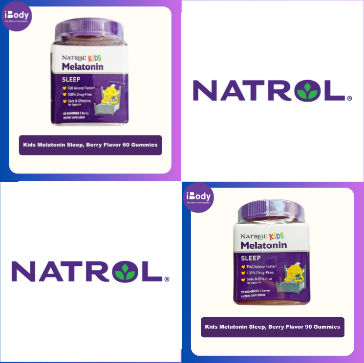 เมลาโทนิน แบบเม็ดเคี้ยว รสเบอร์รี่ สำหรับเด็ก Kids Melatonin Sleep, Berry Flavor 60 or 90 Gummies (Natrol) นอนหลับ ผ่อนคลาย