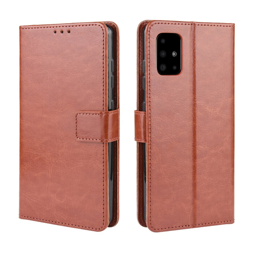 Case Samsung Galaxy A51 #เคสฝาพับหนัง PU ผิวหนังม้า Crazy Horse Texture Leather Wallet